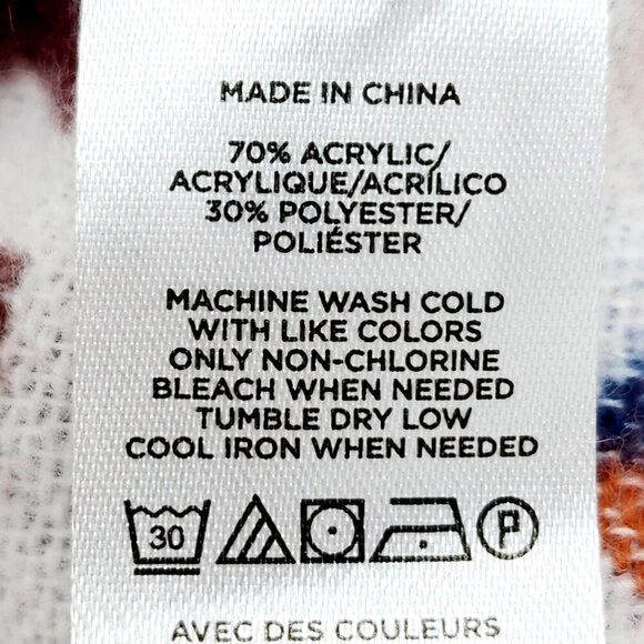 Loft Outlet Reversible Wrap Poncho With Fringe Geometric Print  one Size - Picture 8 of 12